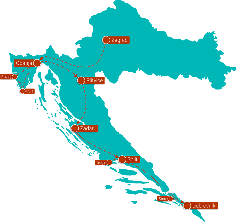 Croatian Food/Wine Tour map